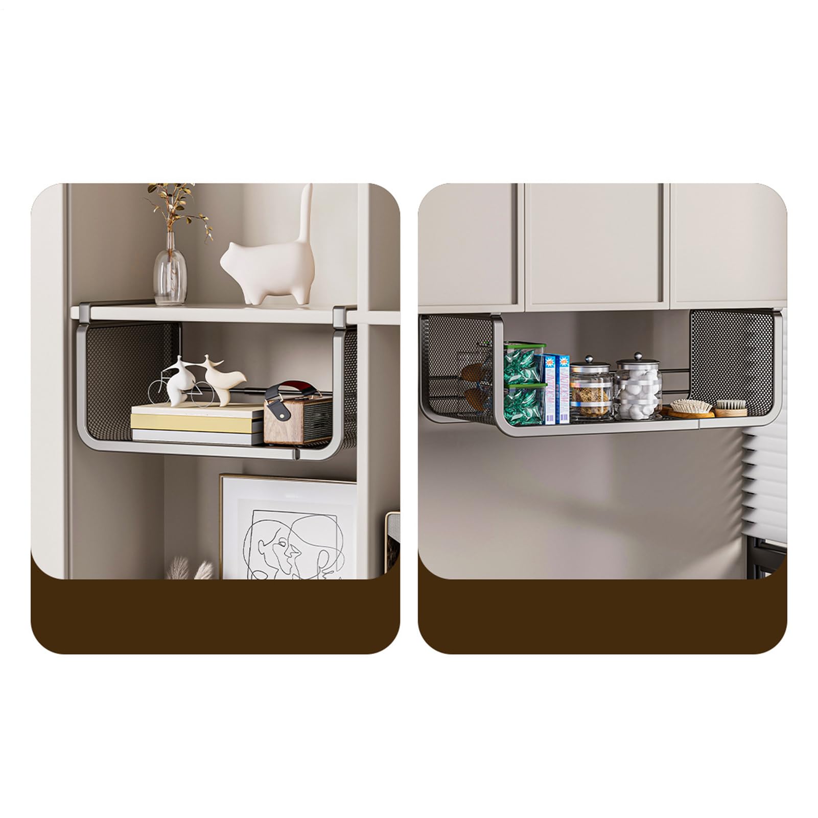 Genérico Under Shelf Basket, Expandable Organizer Under Table, Hangable Multifunctional Wardrobe Bathroom Kitchen, Space Saving Storage Rack for Cabinet Closet Pantry, 40.5x23.8x18.8cm