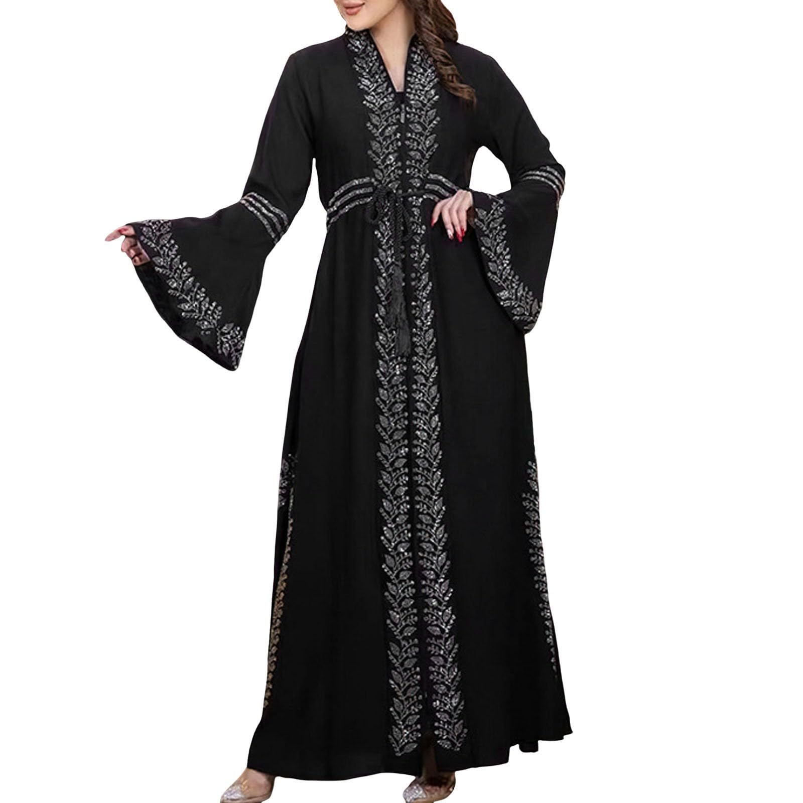 Muslimische Gebetskleidung mit langen Ärmeln für Damen (Black, XL)