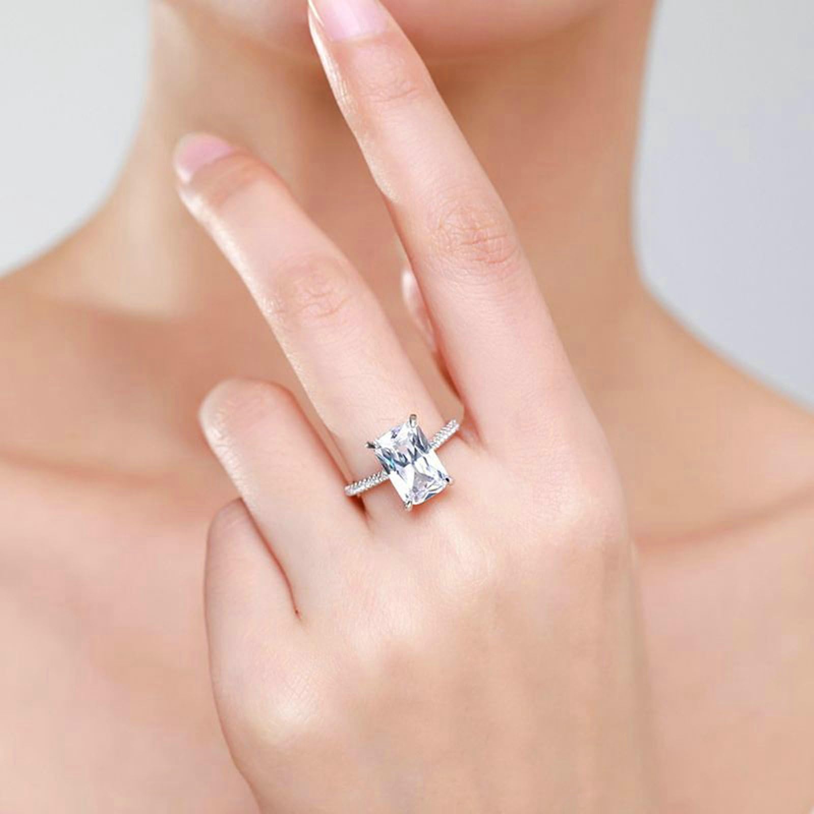 Ring für Damen Weissgold, Hochzeitsring Echt Gold Trauringe mit 5ct Moissanite Ehering Solitär Ehebandring