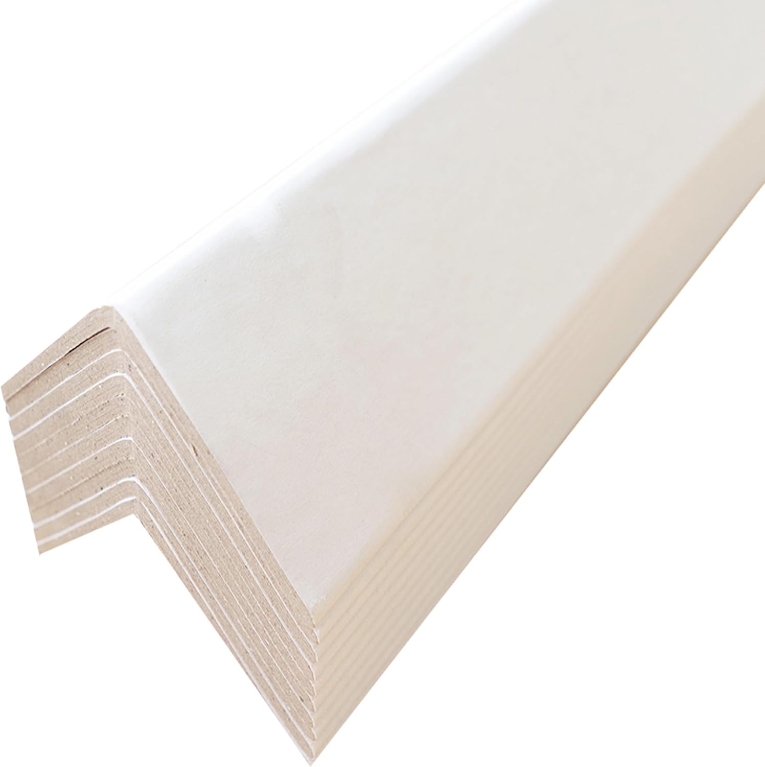 PAD 'N PROTECT White Corner/Edge Protector 3" x 3" x 48" - 10-Pc Pack, Cardboard Compactor Corner Protectors for Shipping, Construction, Pallet Use - Recyclable, Reusable, Clean Look, 0.16" Thick