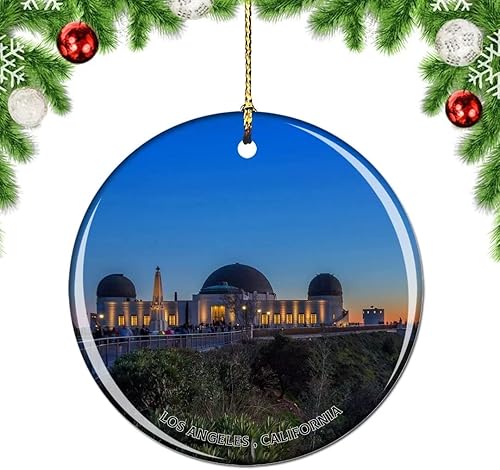 Weekino California Los Ángeles Griffith Observatory USA Adorno de árbol de Navidad para decoración colgante colgante de decoración de viaje de Weekino California Los Ángeles Griffith Observatory USA Adorno de árbol de Navidad para decoración colgante colgante de decoración de viaje de
