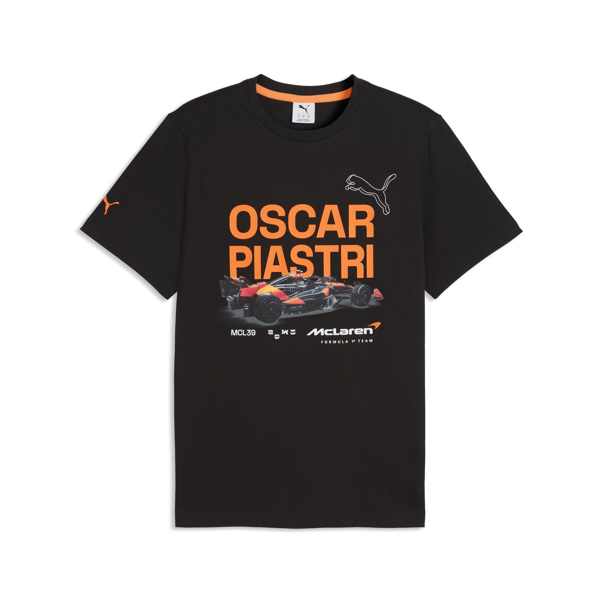 PUMA McLaren F1 Men's Oscar Piastri Tshirt with Car Graphic & Number 81 Men's - Black - Size: S