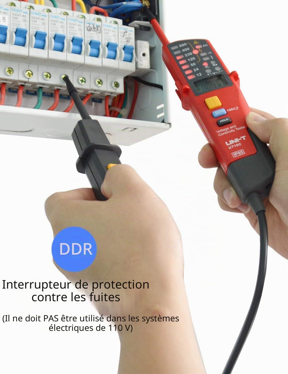 UT18C Testeur de Tension Multifonction Étanche 12 V~690V AC/DC LCD