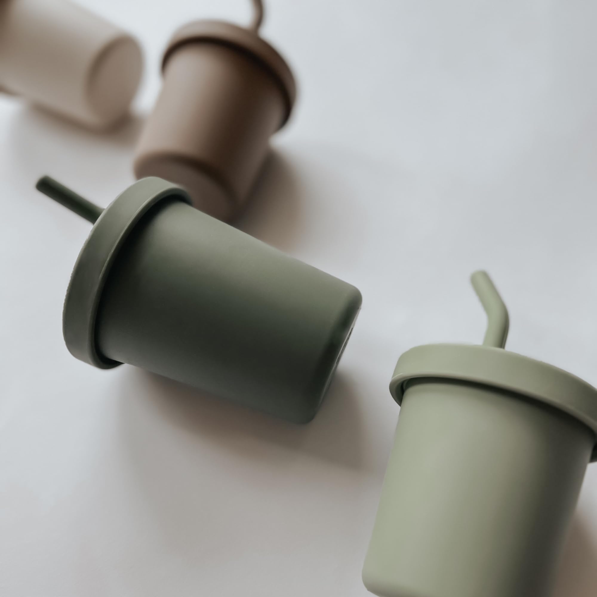 nouka Straw Cup | 100% Food-Grade Silicone | Spill-Proof | Non-Slip & Soft | Dishwasher Friendly | Light Storm | Size 8 Oz