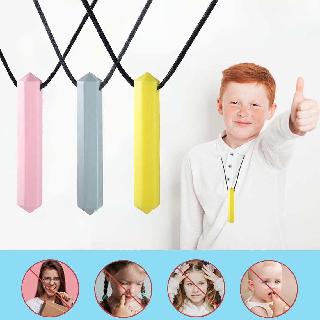 3 Colliers à mâcher TDAH | Objet concentration DYS | Collier anti-stress adulte & enfant | Jouet sensoriel autisme | Collier anti-tabac | Rose, Violet, Turquoise 3 Colliers à mâcher TDAH | Objet concentration DYS | Collier anti-stress adulte & enfant | Jouet sensoriel autisme | Collier anti-tabac | Rose, Violet, Turquoise