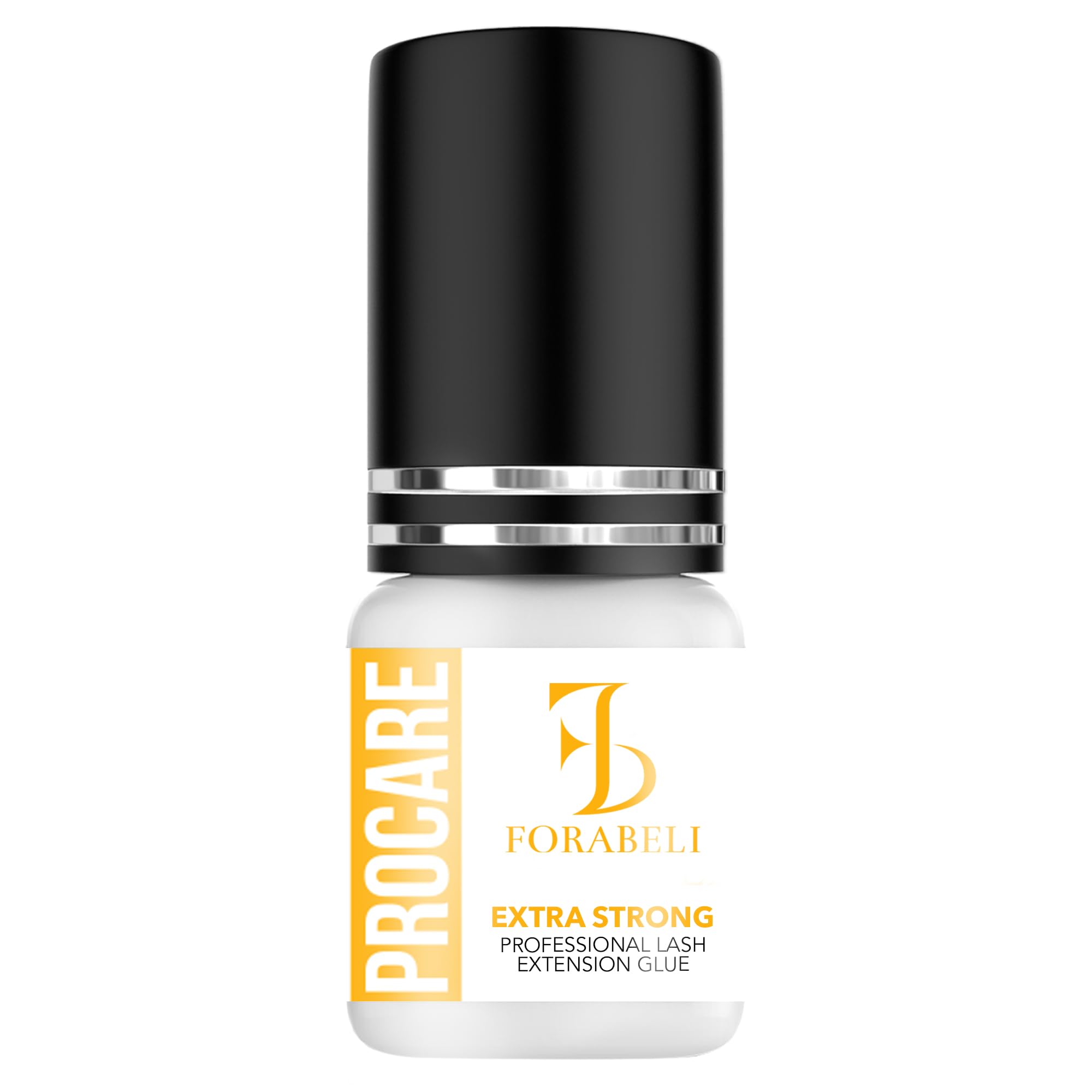 Forabeli PRO CARE Extra Strong Eyelash Extension Glue 5 ml | 1-2 Sec Drying time | Retention 8 weeks | Professional Use | Individual Semi Permanent eye lash extensions supplies | Black Mink Adhesive