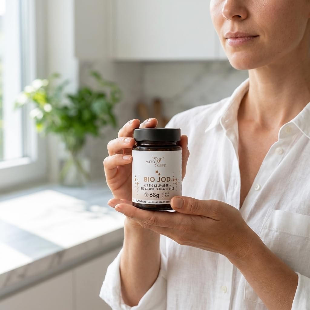 MITOcare Bio Jod - Tabletten fördern die normale Schilddrüsenfunktion - Jod aus Kelp unterstützt den natürlichen Energiestoffwechsel - Vorratspack mit 120 Kapseln, ausreichend für 4 Monate