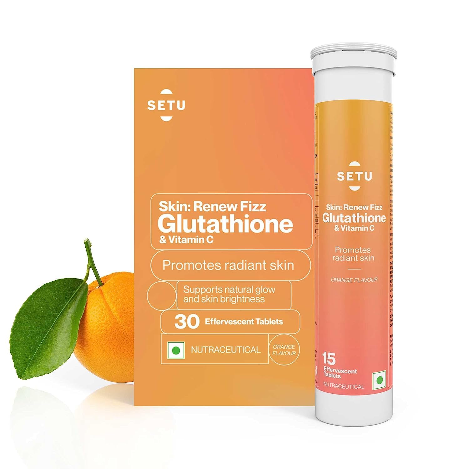 glutathione fizz Green Velly Setu Skin Renew - 15 Effervescent Tablets (Pack of 1) |  Glutathione with Vitamin C, Gluta Fizz, Supports Detoxification, Sugar-Free