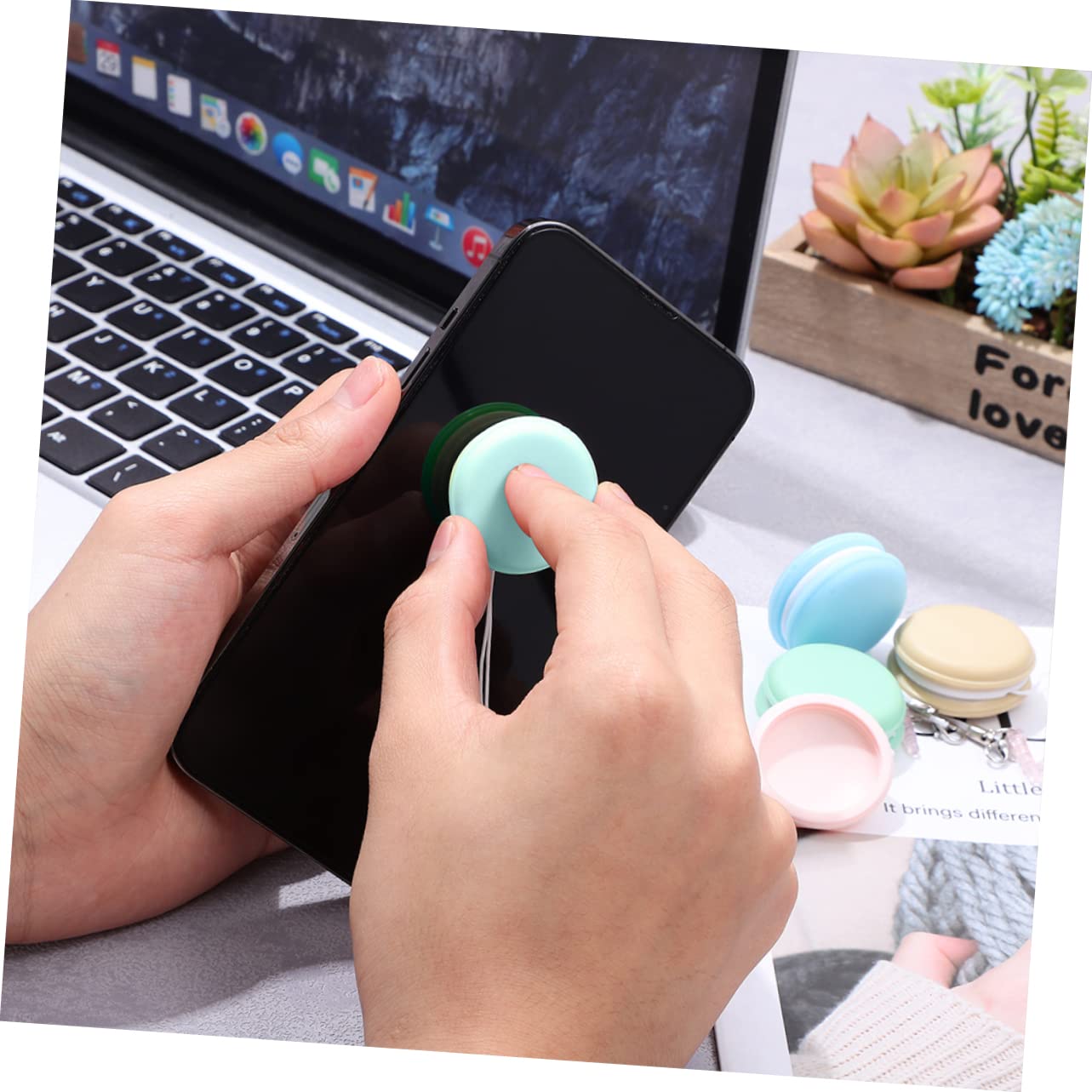 25 Piezas Limpiaparabrisas Limpiadores De Pantalla Macaron Limpiador De Telefonos Colgantes De Limpiador De Pantalla Limpiador De Lentes De Anteojos Pp+silicona Trapo Vidrio