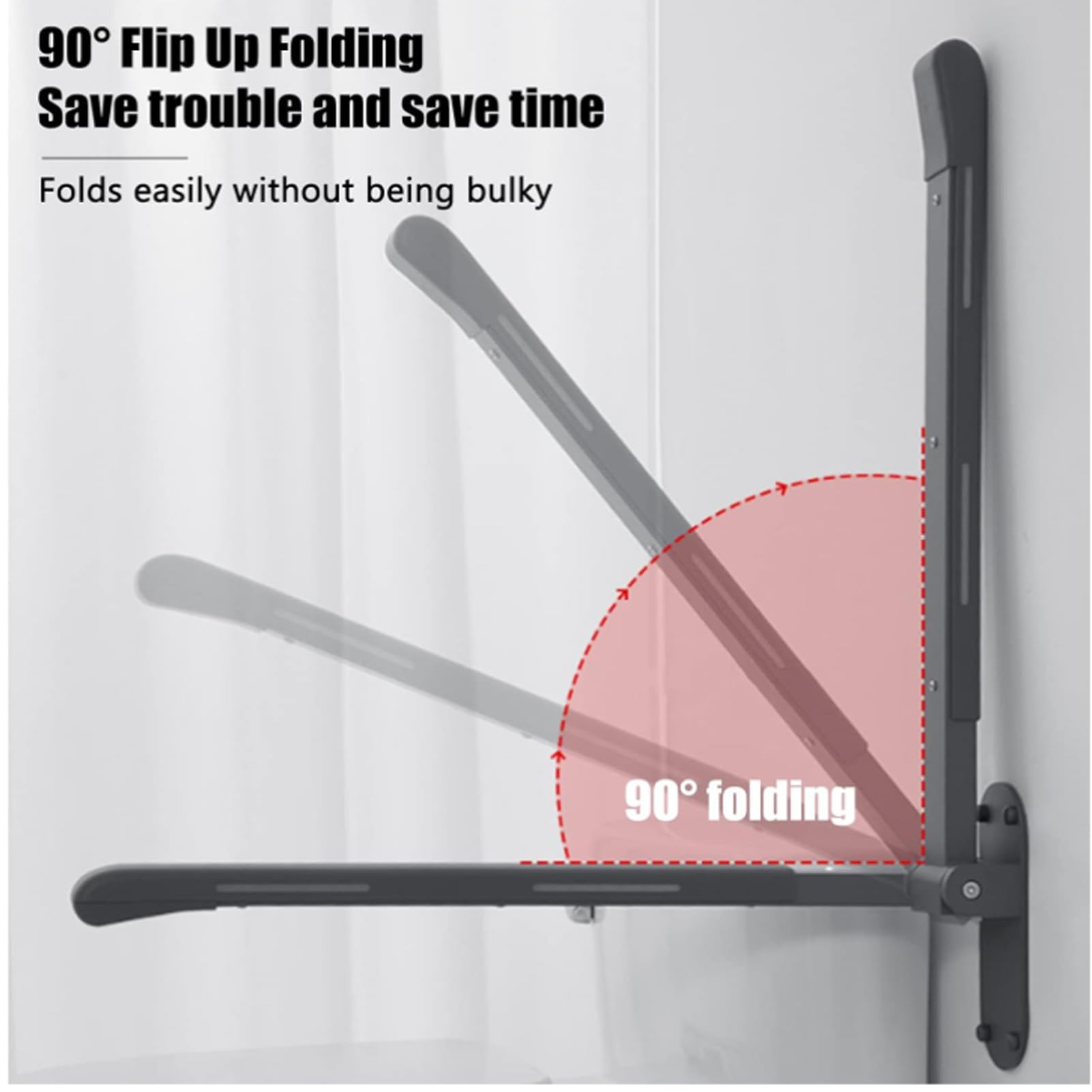 Barra De Agarre Sujeción Seguridad Abatible Baño Wc Inodoro, Barra De Asistencia Plegable Para Baño Giratoria Y De Plegado Compacto a Pared Para Personas Mayores, Discapacitadas (Black)