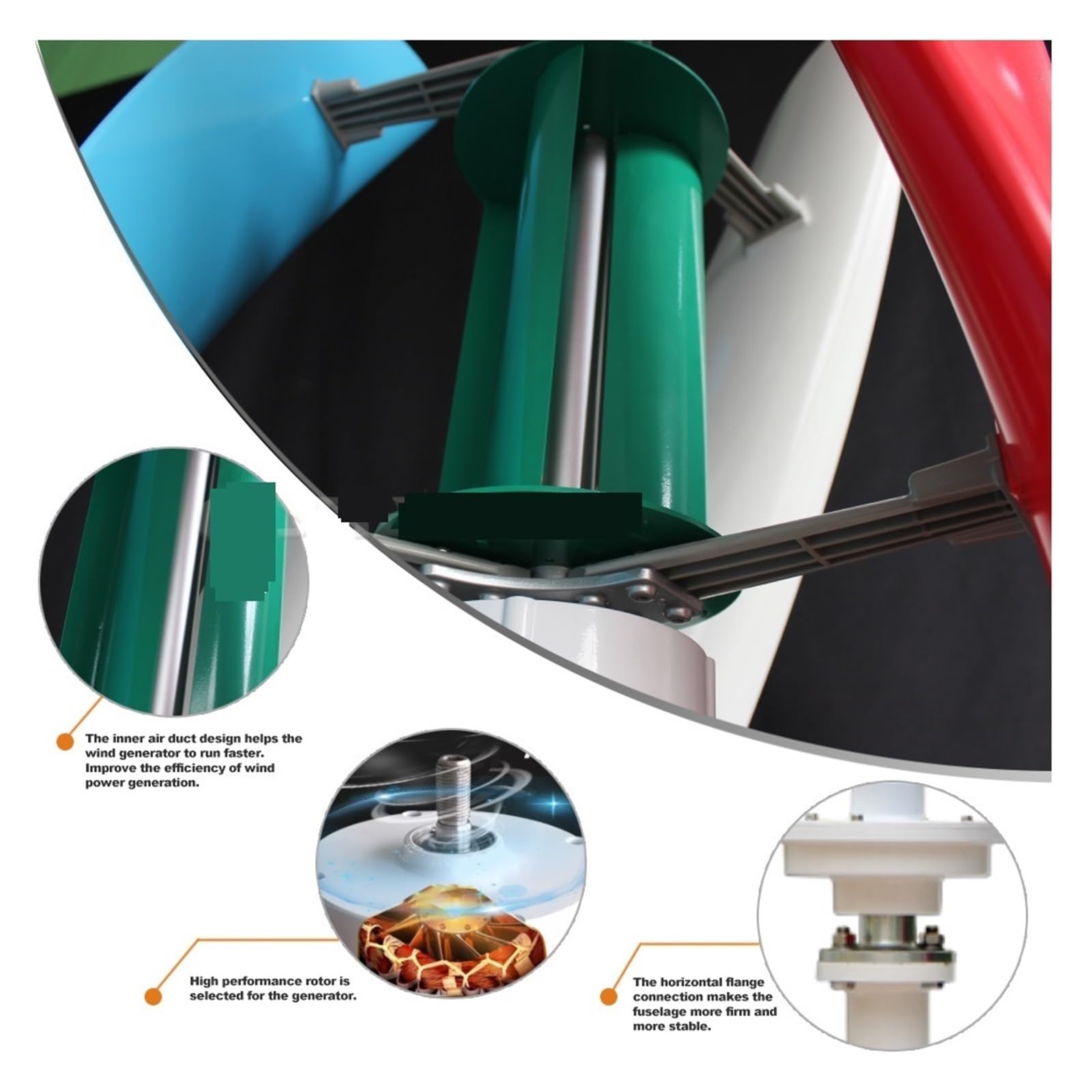 Windgenerator 1kw Innerer Luftkanal 800w 1000w Kleine Freie Energie Windturbine Power Permanent Maglev 12v 24v Mit MPPT-Controller für Zuhause, Boot, Marine, Garten(White,Without Controller,24V)