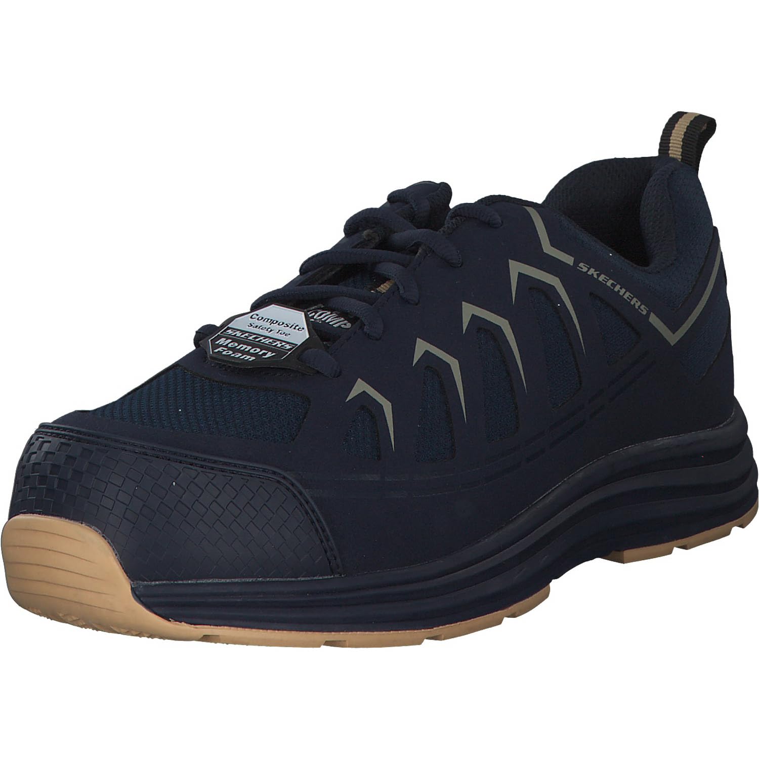 Men's Wide Fit Skechers 200127EC Malad II Safety Trainers - Navy/Tan, Navy/Tan / 7 / 2E