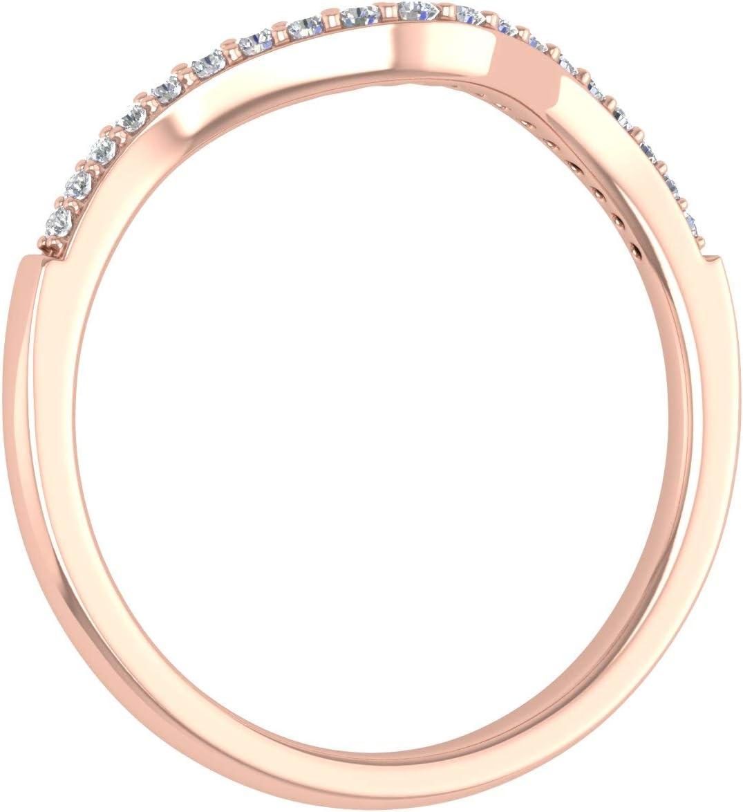 1/10 Carat (ctw) 14K Gold Ladies Diamond Wedding Stackable Band - Guard Ring (SI1-SI2 Clarity)