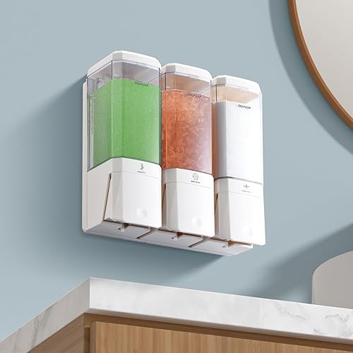 Miniatura 5 de Dispensador de jabón de ducha, sin taladro, ranura de actualización, para instalar champú y acondicionador, dispensador de champú montado en la