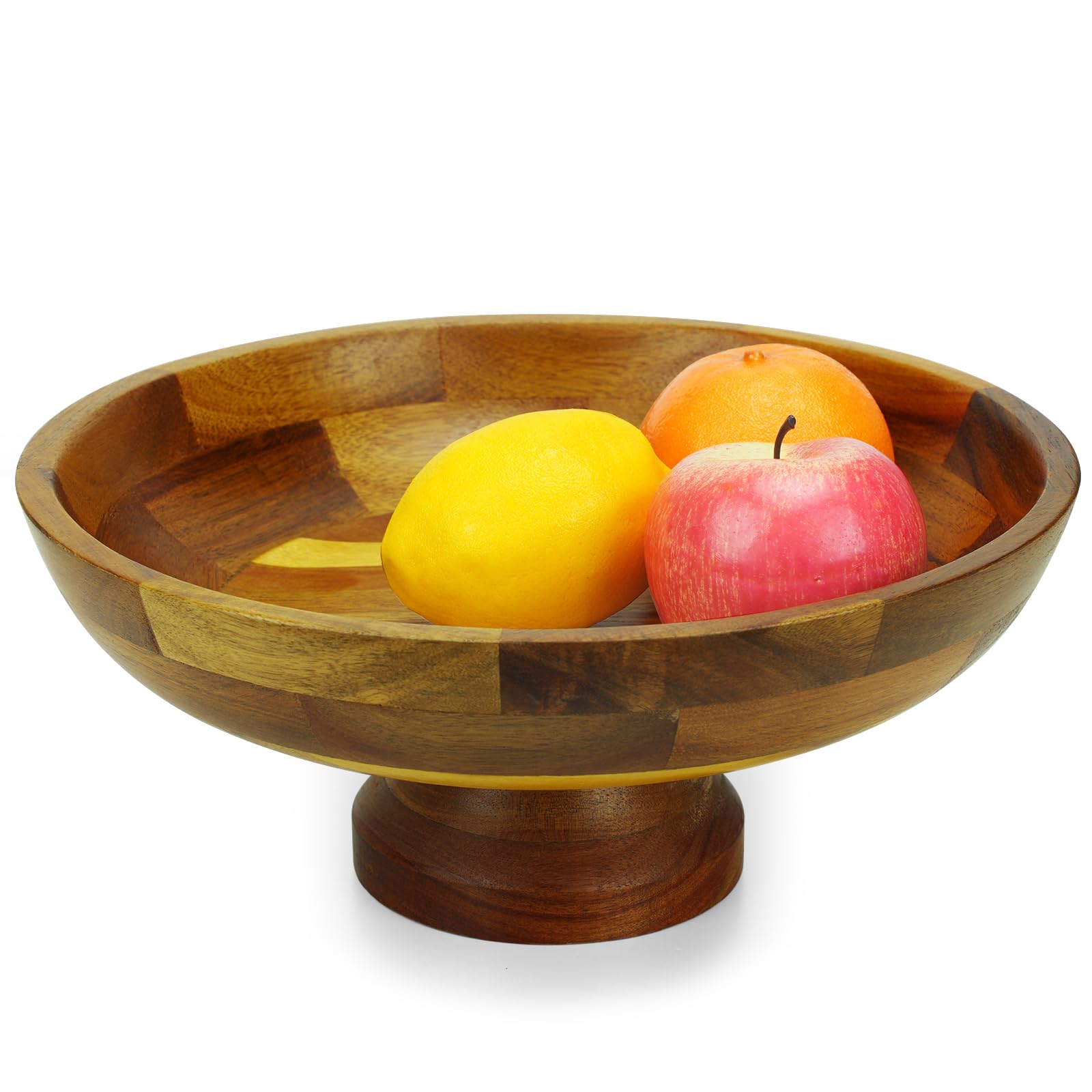 HOMKULA Obstschale aus Akazienholz für Küchentheke, Dekoration, dekorativer Obstkorb, moderne Bauernhaus-Dekoration (XL)