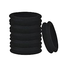 Vista 7 de 20 ligas negras para el cabello, rizadas, elásticas y pesadas, para coletas, diademas sólidas, sin costuras, de algodón, para mujeres y niñas