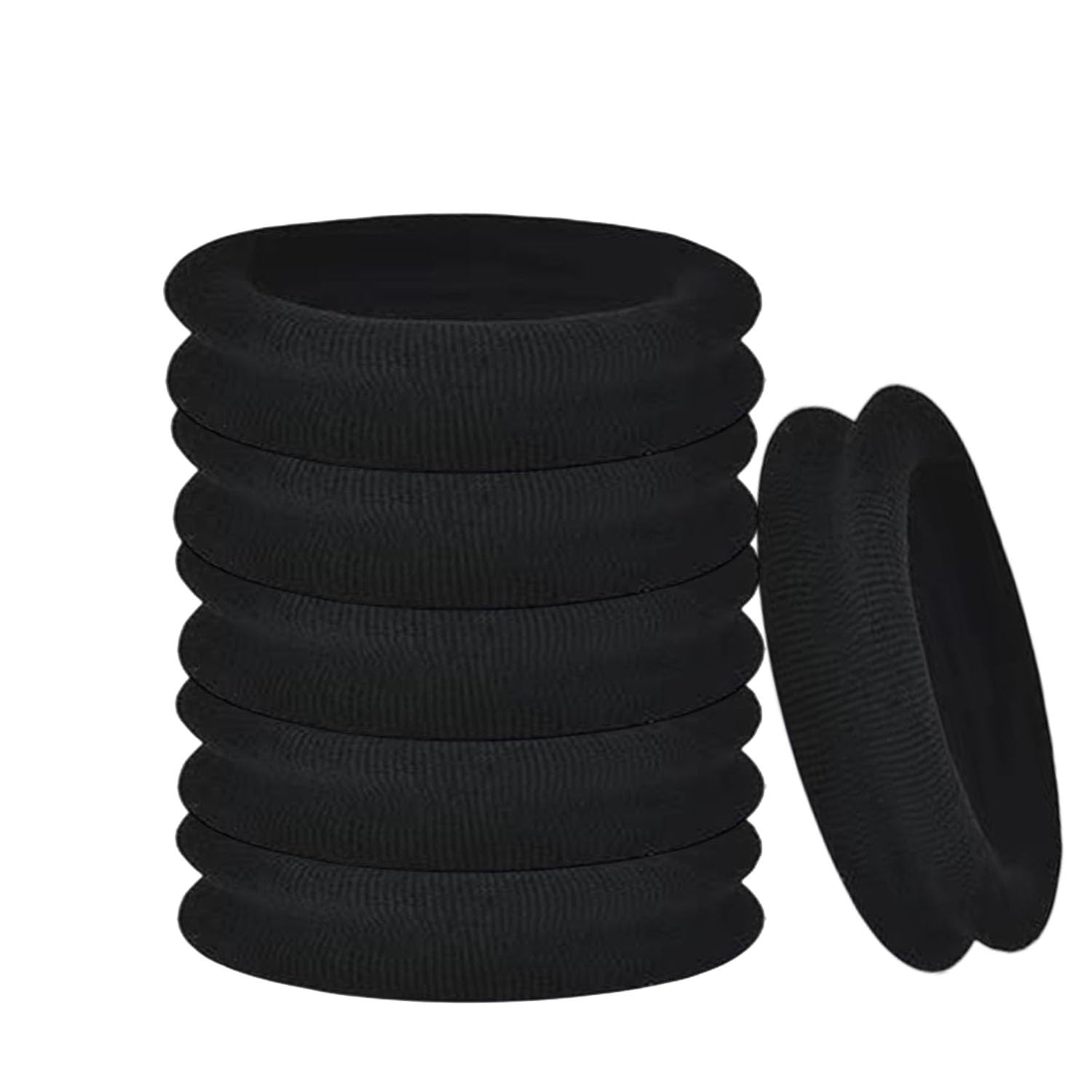 Grutyopkn 20pcs Black Hair Ties Heavy Curly Elastic Hair Ponytail Holders Solid Headbands No Seamless Cotton Hair bands women girls hair Ties accessories (Black)…