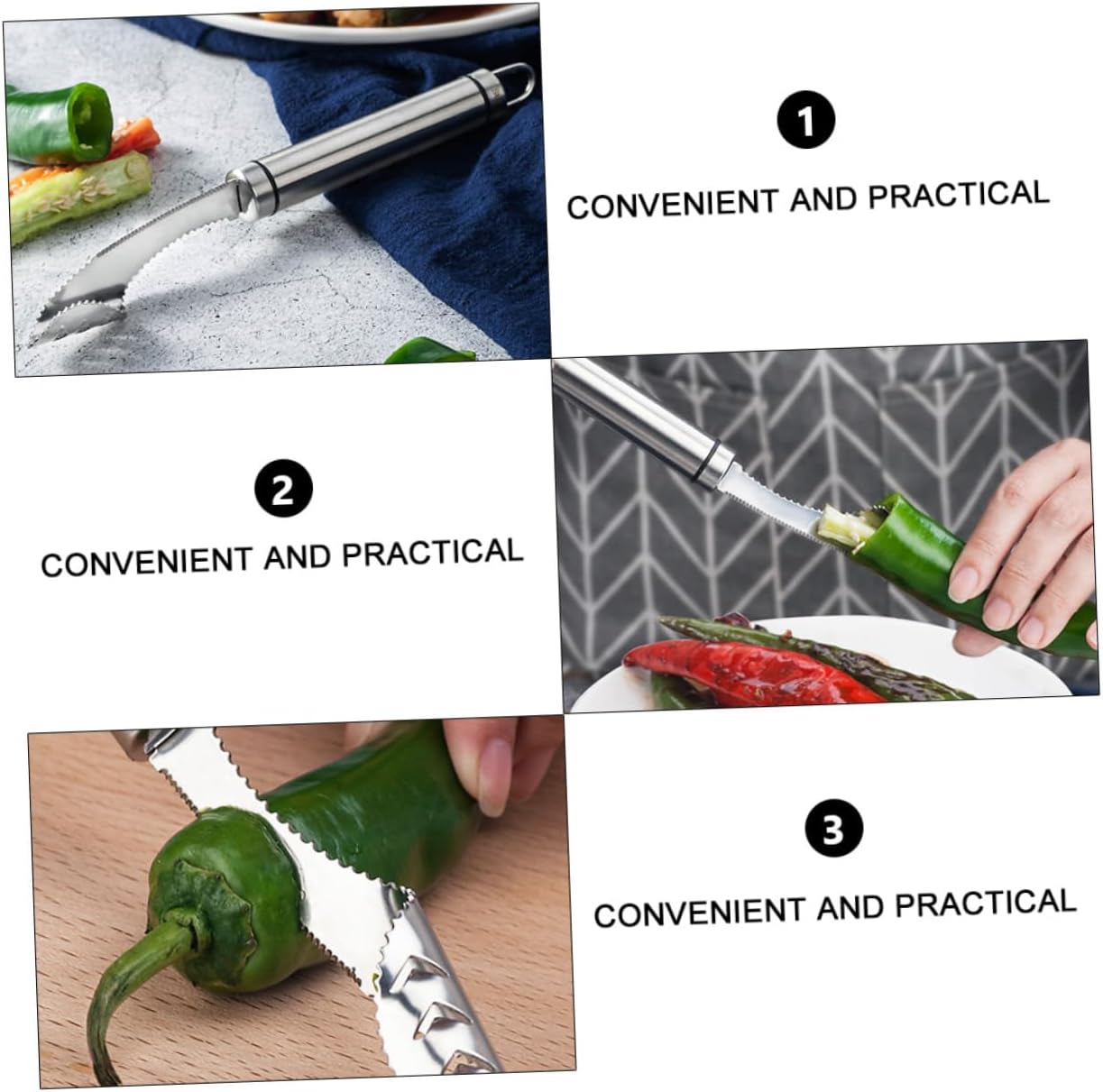 4pcs Stainless Steel Jalapeno Corer Tool Pepper Core Remover Kitchen Gadgets