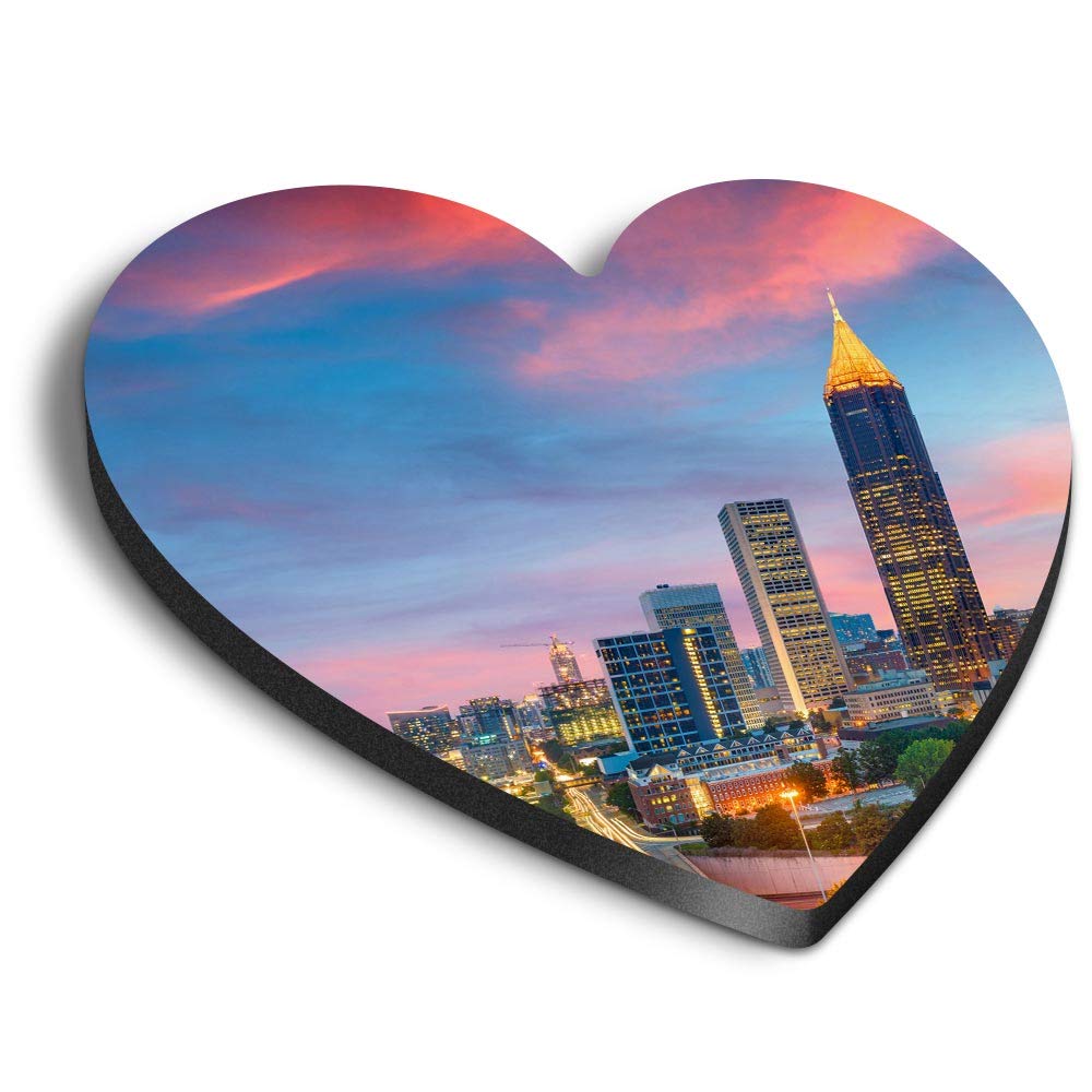 1 x Heart MDF Magnets - Atlanta Georgia City Sunset View 21163