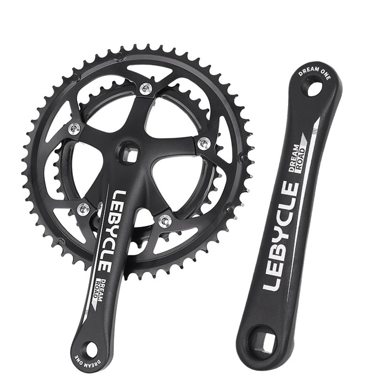 Koło łańcuchowe 170 mm z rozstawem osi 130 mm, podwójna taca 53/39 zębów, ze stopu obrabianego CNC.