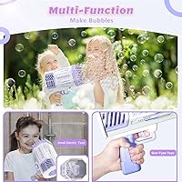 Vista 4 de Bubble Guns,69 Holes Bubbles Machine for Kids Adults,Colorful Light Strong Wind Bubble Rocket Launcher,Children's Toys Bubble Blower with 2 Bubble