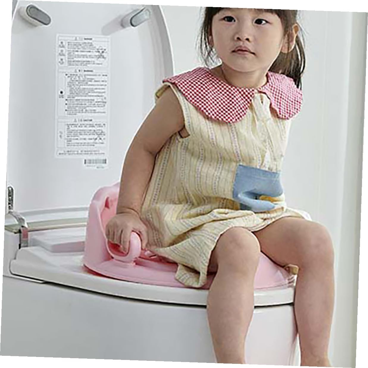 LABRIMP Portable Potty Seat with Soft Tpe Cushion Lion Design in Cherry Blossom Pink Non-slip Base and Removable Ladder for Safe Clean Toilet Training for Boys