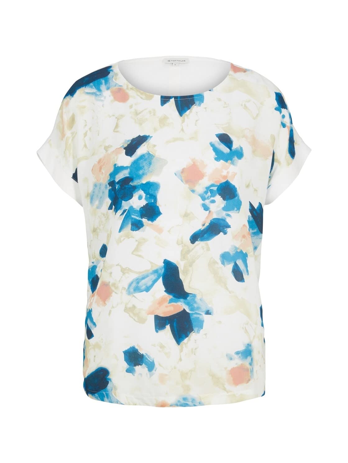 Tom Tailor Ladies T-Shirt with Print 1031211, 29525 - Colourful Watercolor Design, Small