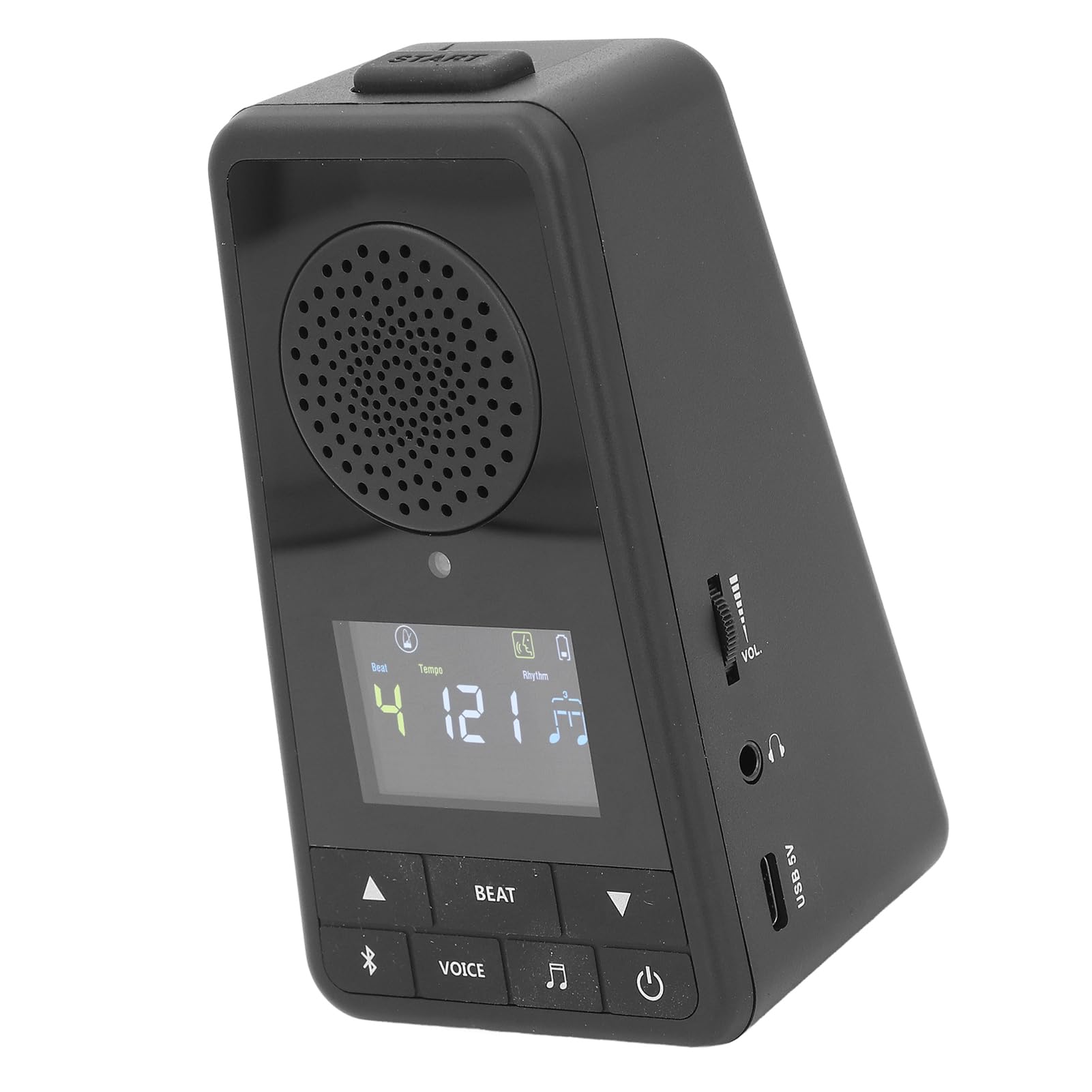 Jeffergarden Metrónomo Altavoz Digital, 5.0, Sonido Potente, Conteo Vocal, Reproducción de Música, Portátil y Duradero, Carga USB Tipo C