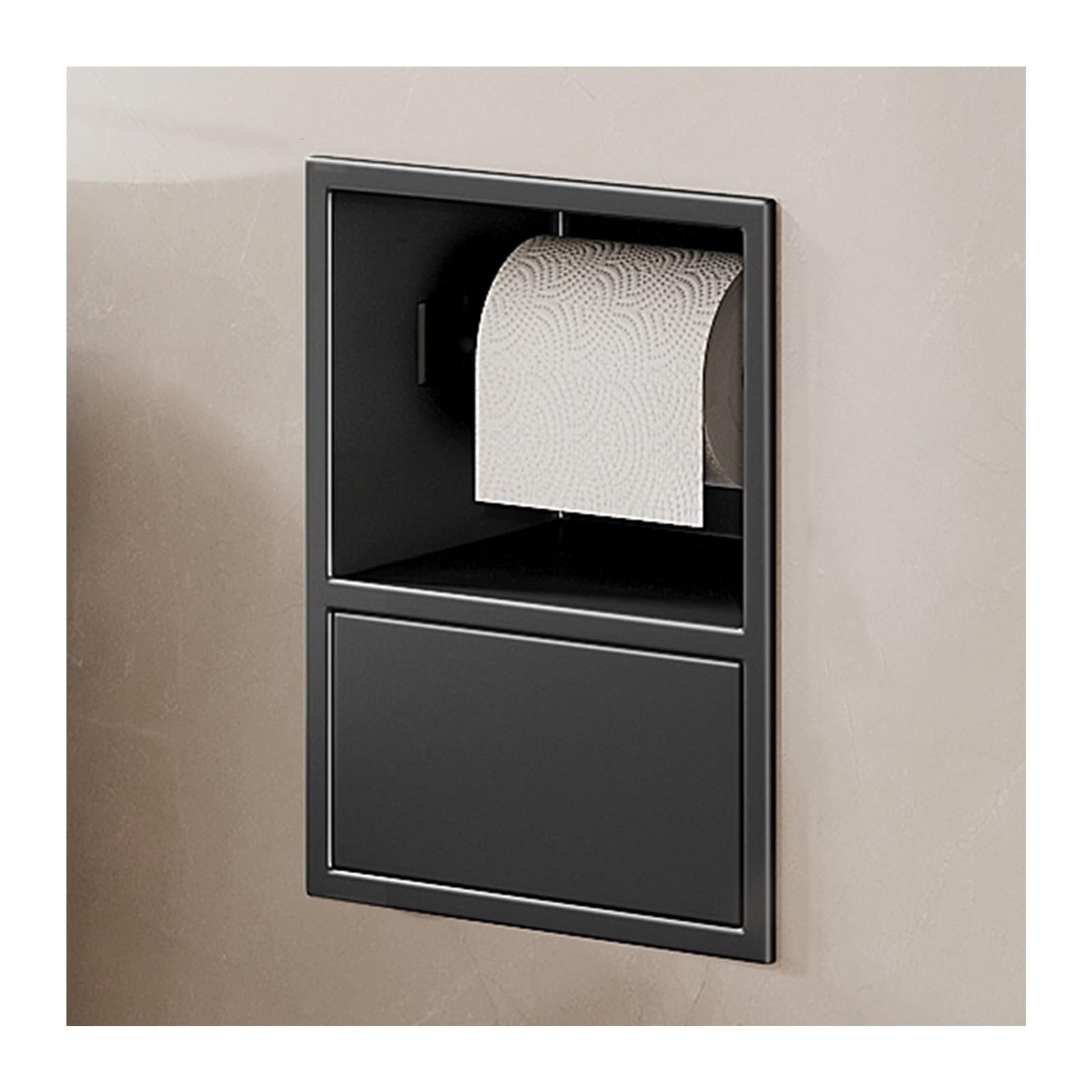 GLJTUO Stainless Steel Shower - Waterproof nizer for Bathroom, Kitchen & Bedroom - Built-in Shelf for Shampoo & Toiletries - Modern Sto Solut,Nero-23x17x12CM