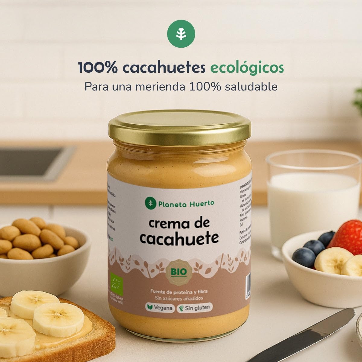 PLANETA HUERTO | Pack 6x Crema de Cacahuetes ECO 700g