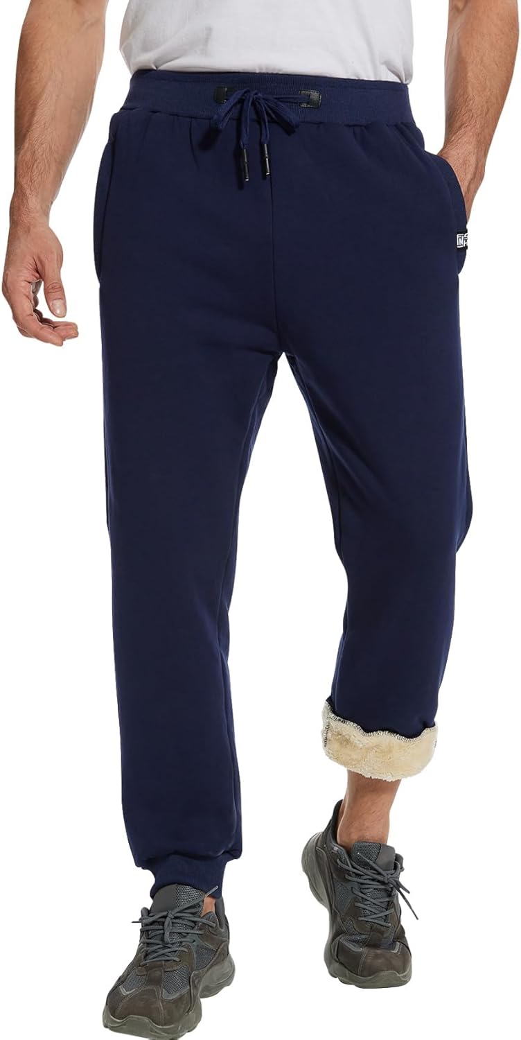 Flygo Men's Fleece Pants Winter Warm Joggers Pants Active Sherpa Lined Sweatpants - Image 2