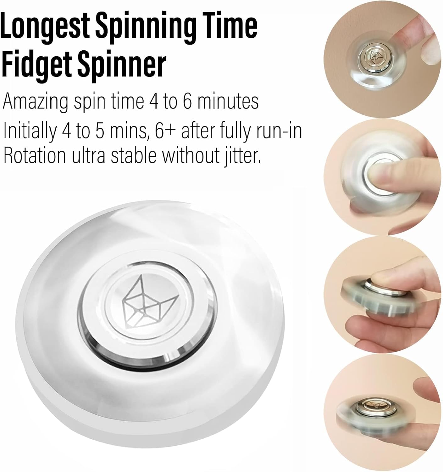 FREELOVE Metal Fidget Spinner for Adults, Stainless Steel Heavy Spinning Toys, Small Mini Fox Hand Gyro, Bearing Premium Long High Spin Fidget Block, Silver - Image 4
