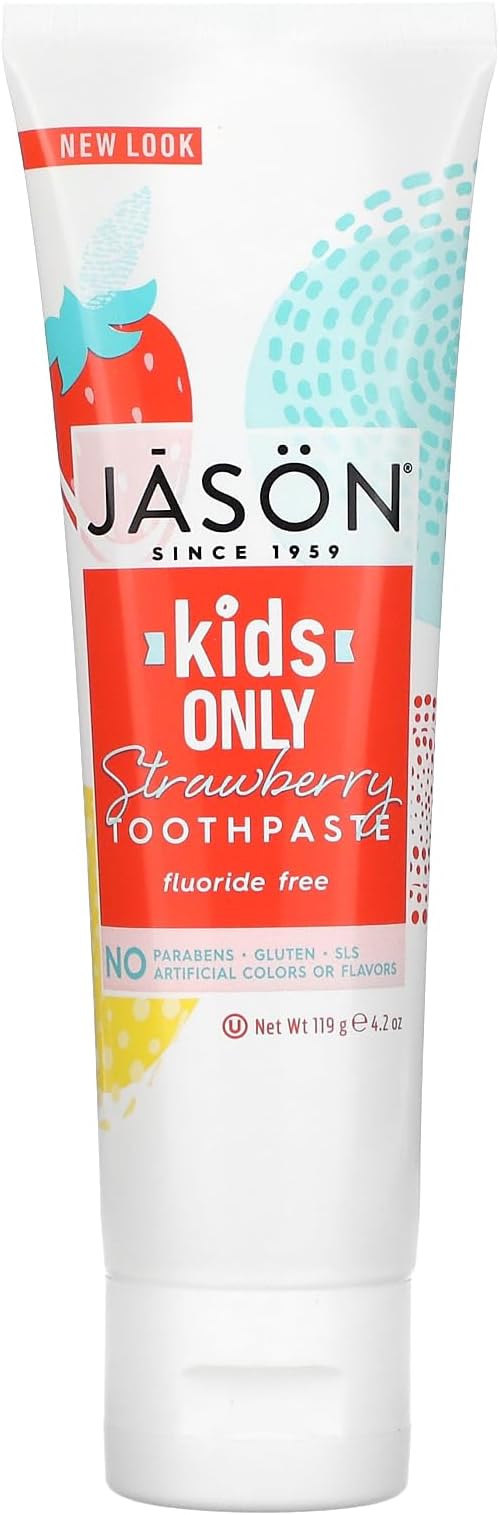 Jason Kids Only Fluoride-Free Toothpaste, Strawberry, 4.2 Oz