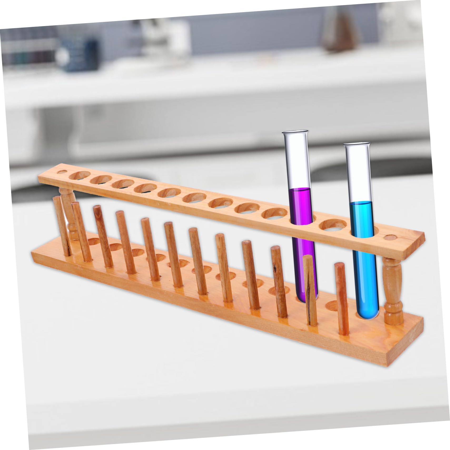 VALICLUD Gradilla Organizador Portátil Ligera para Ensayo Tubos de Madera Beige Soporte Práctico para Laboratorio y Escuela