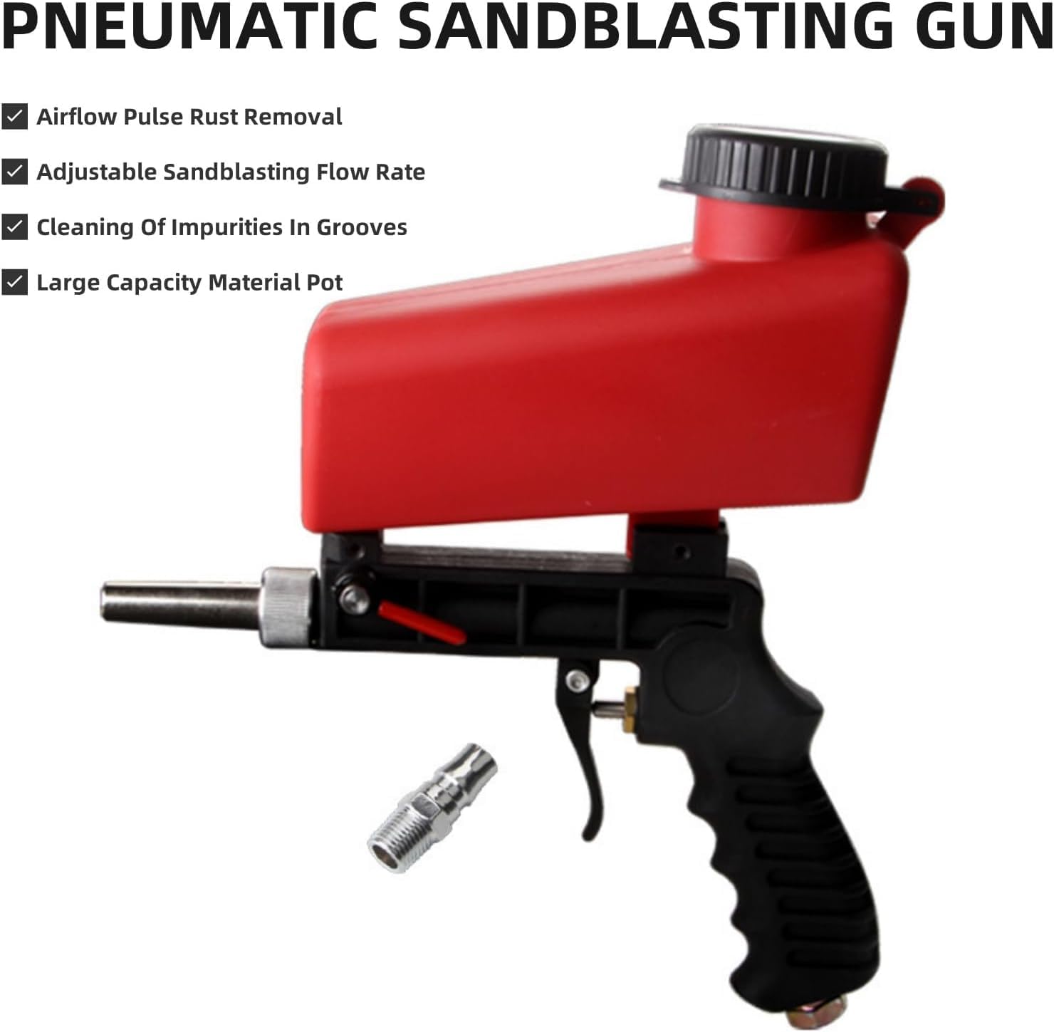 Gravity Sandblasting Gun, Portable Sand Blaster Gun Kit for Most Sandblasting Projects to Remove Paint,Stains,Rust& Clean Surfaces