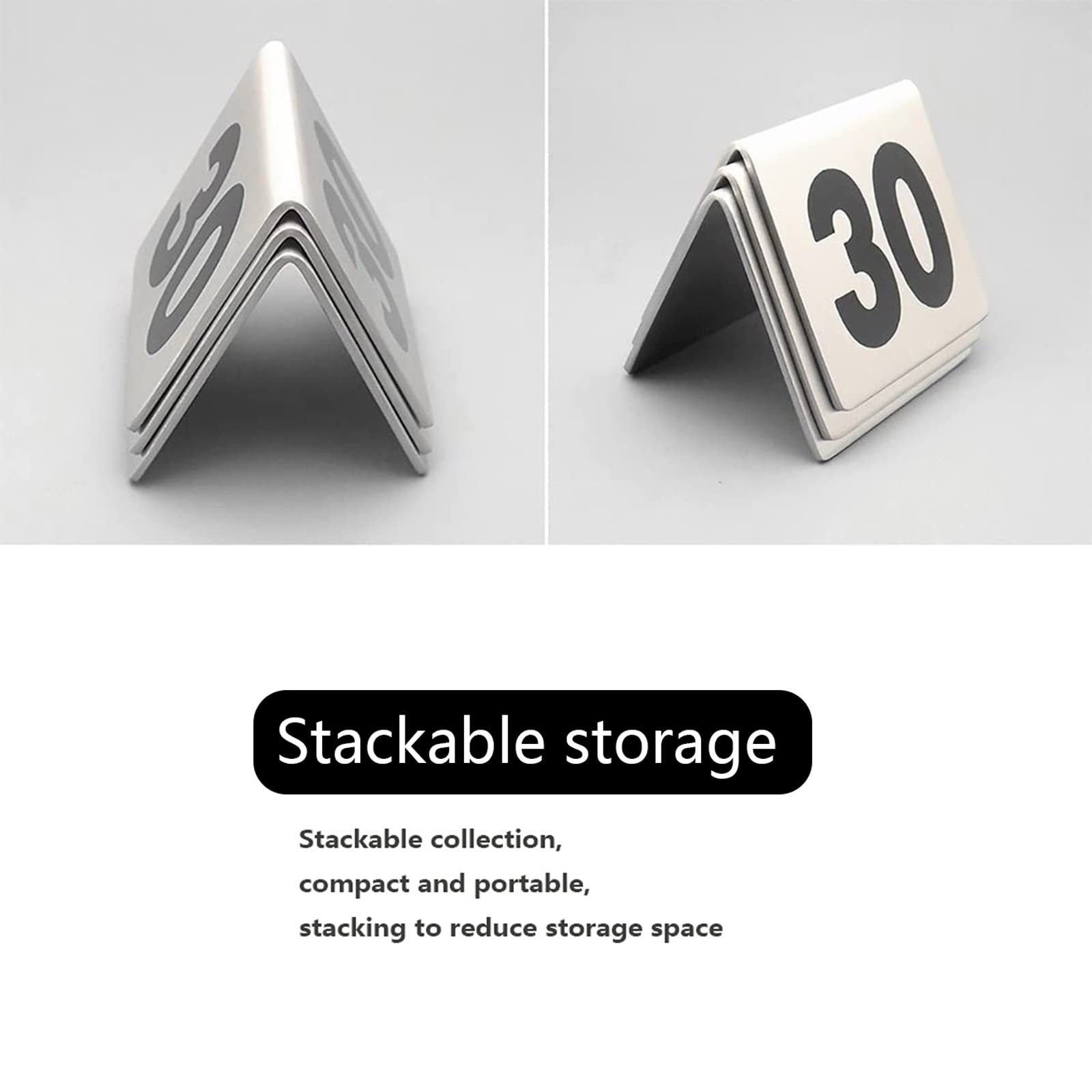 Letreros para mesa de restaurante, soportes para números de mesa estilo carpa de acero inoxidable, usos para restaurantes, cafeterías, pizzerías, número 1-20/50/100, tarjetas de números de mesa a