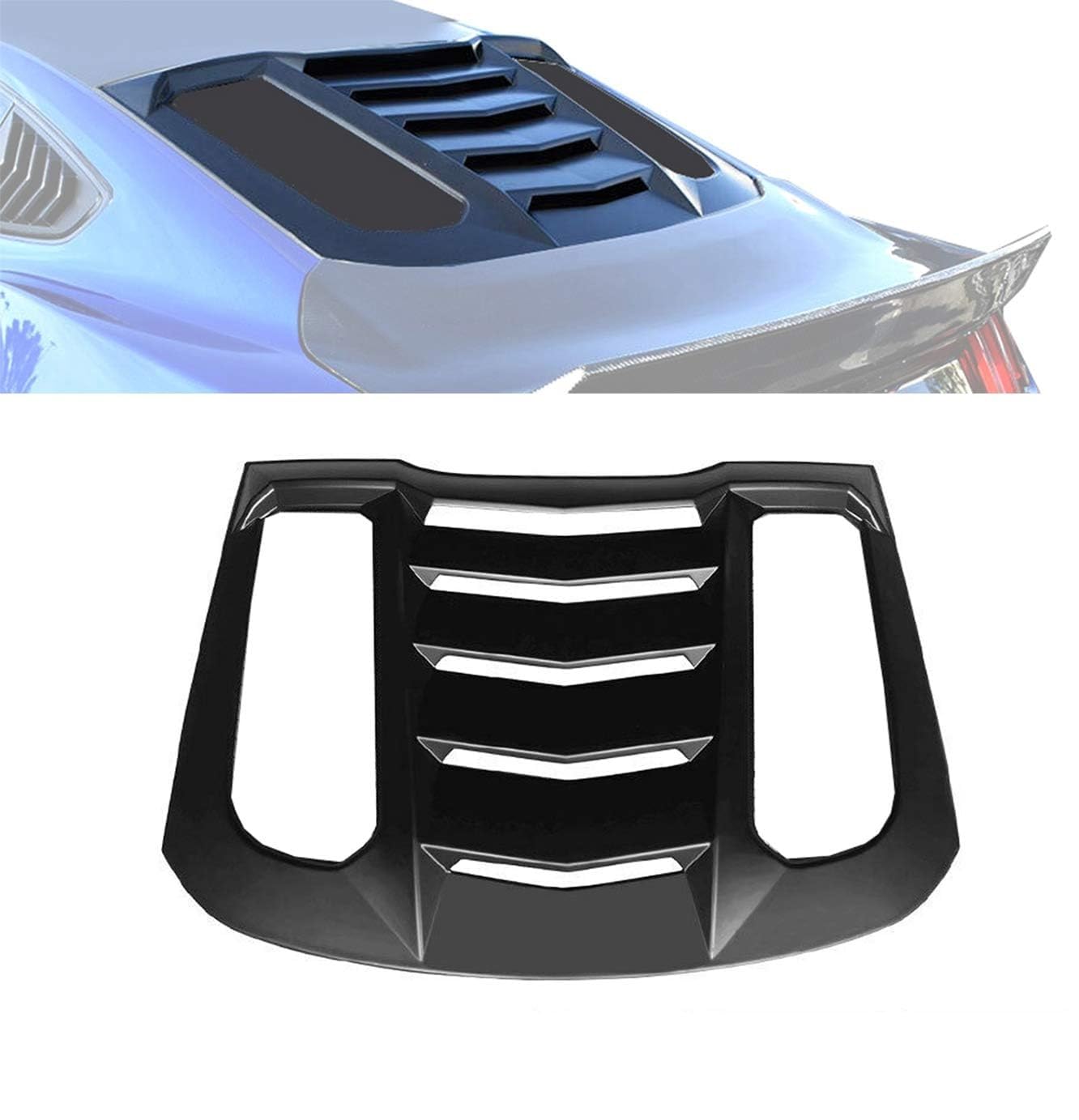 Compatible for 15-20 Mustang IMD V2 Style Rear Window Louver Cover- Unpainted Matte Black