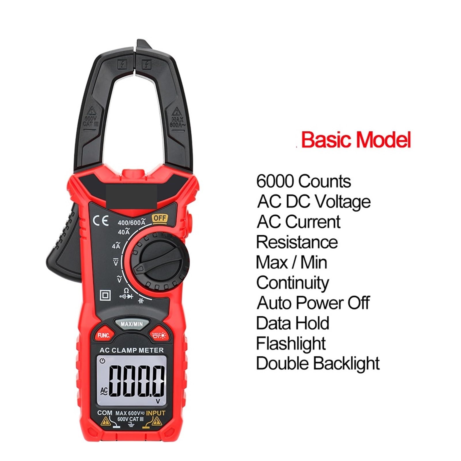 Pinza amperometrica digitale AC DC Corrente NCV Multimetro Pinza amperometrica Vero valore efficace Capacità Ohm Hz Temperatura Tensione Tester per Elettricisti