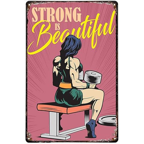 Licpact Girl Gym Gym Poster Strong Is Beautiful Weightlifting Girl Motivational Sign for Gym Workout Sign for Home Gym Fitness Sign Workout Room Decor Inspirational Posters Gym Wall Art 8"x12" Cover