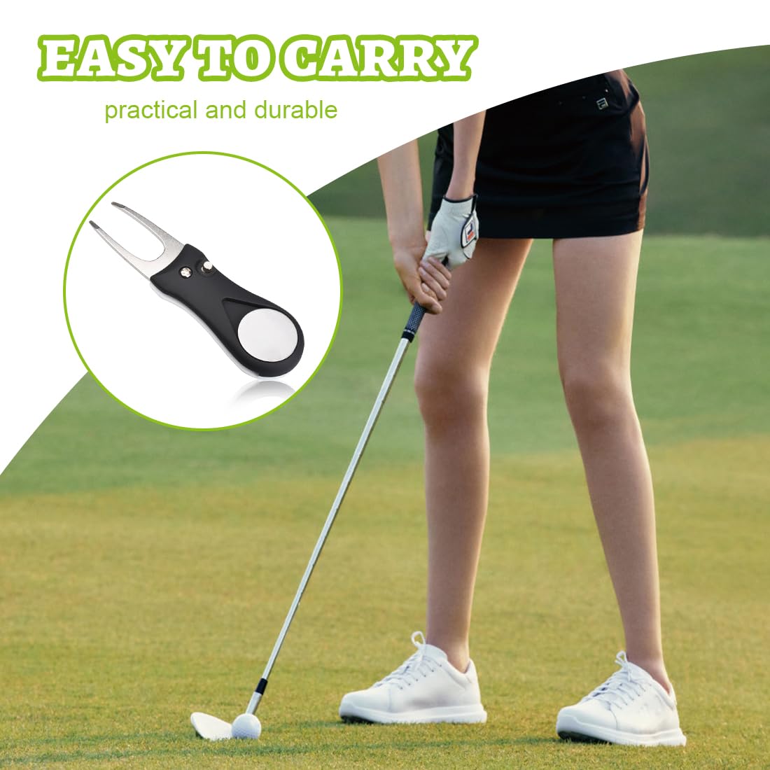 Golf Reparatur Pitchgabel,Edelstahl Golf Divot Multifunktion Tool avec Pop-up-Bouton et Ball Marker, Switchblade Golf Pitchgabel Accessoire de Golf Portable pour Club Golf Sports en Plein Air
