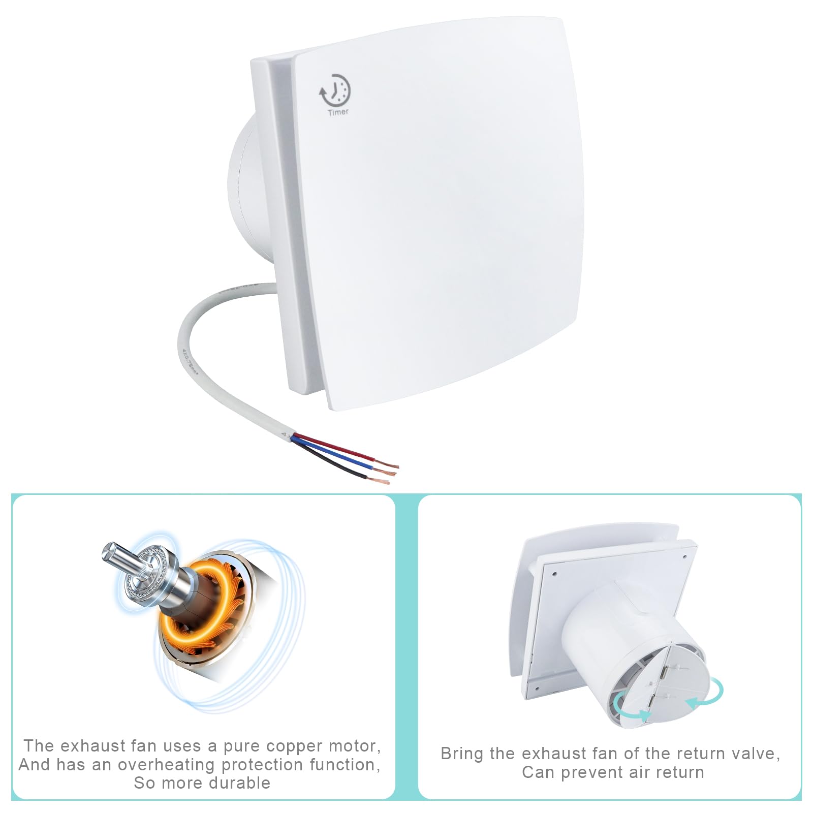 Silenzioso Bagno Estrattore Ventola 100mm Bianco Pannello Frontale - Foto 6