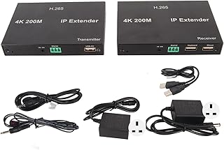 KVM USB Extender, Noise Reduction 100‑240V HD Multimedia Interface KVM USB Extender 4K At 60Hz ESD Protection Over CAT6 CAT7 for Keyboard (UK Plug)