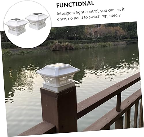 Miniatura 7 de DOITOOL Lámpara solar de poste de 2 uds., lámpara de poste al aire libre, lámpara de valla, luces solares para cerca, luces de jardín al aire libre,