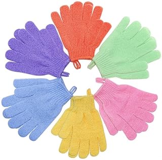 Luvas esfoliantes, 6 pares de luvas de banho para banho Luva de bucha de banho esfoliante para mulheres para remover a pele morta para esfoliar o corpo (6 cores)（R标店铺，跟卖必送小红旗）