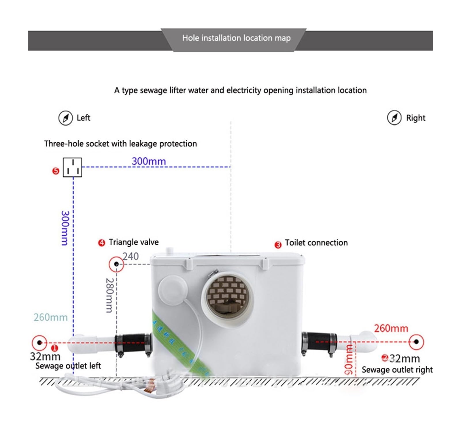 Bomba trituradora sanitaria de 500 W, triturador automático de aguas residuales, inodoro, lavabo, pulverizador eléctrico, dispositivo séptico, elevador de aguas residuales Para bricolaje