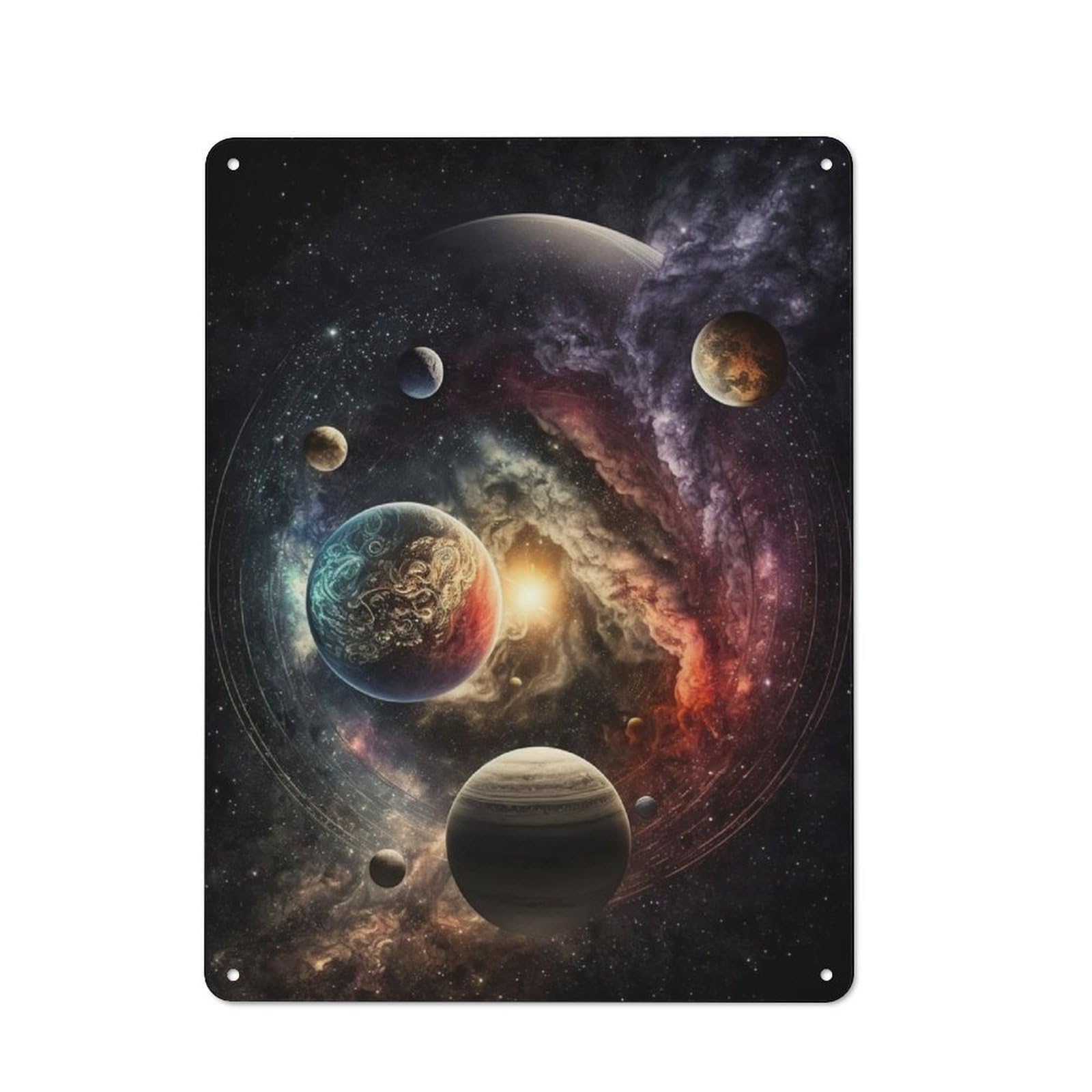 Junmoney Cosmic Odyssey Decorative Metal Plaque With Design 40X30cm, Casual Utility Space Decor For Patio Bar, Workshop, Shed Or Kitchen