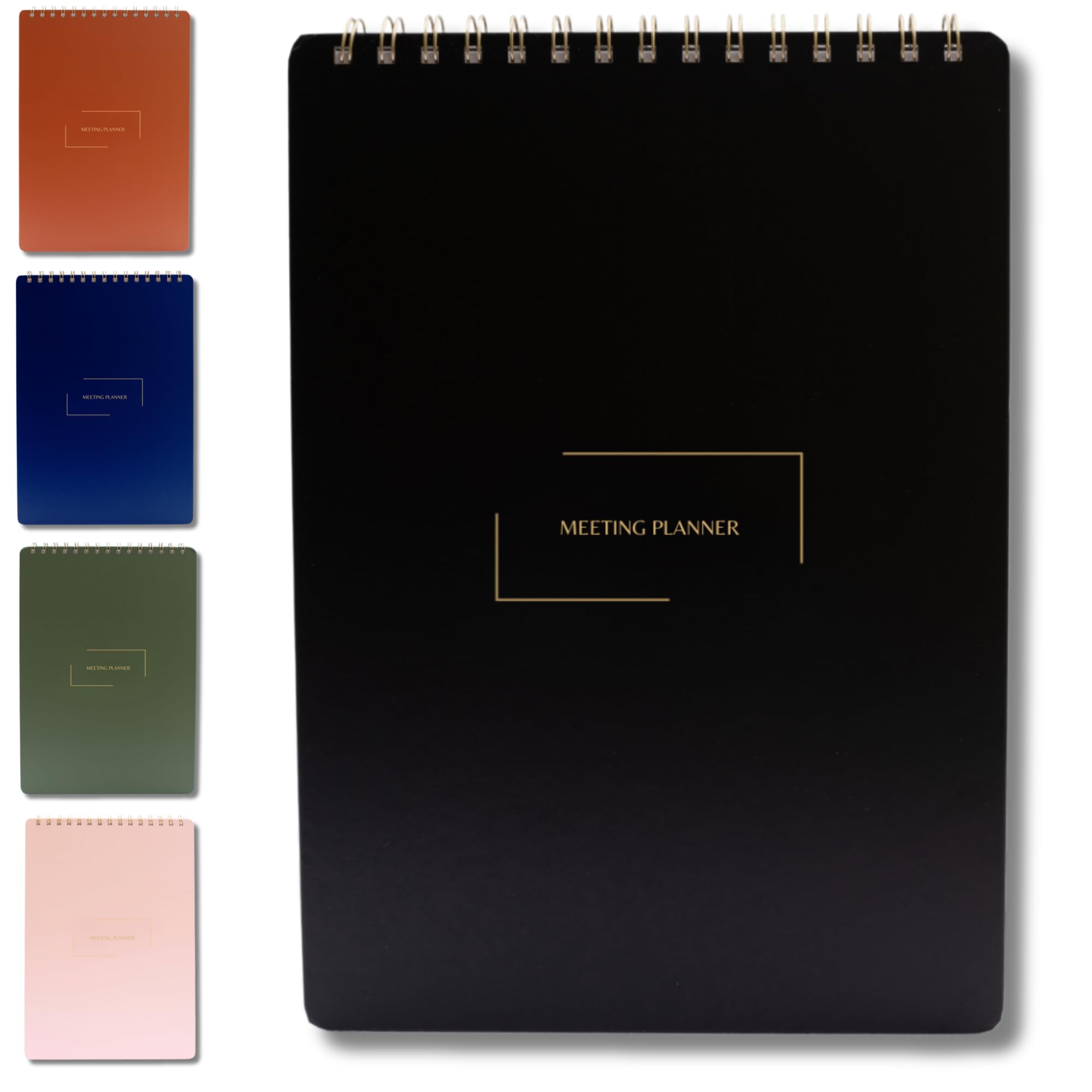 Photo 1 of Merely Home | Meeting Notebook for Work | 8.25" x 11.75" | Project Planner | Simple Design | Multiple Layouts | Office and Business Planner (Black, Meeting Planner - Portrait)