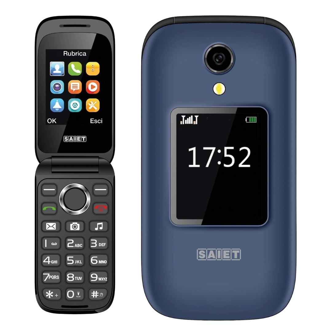 SAIET LIKE MC21 Cellulare Flip con Doppio Display a Colori, Tasti Grandi