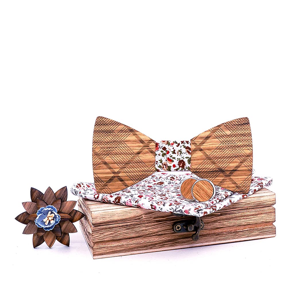 Farfalla in Legno, Papillon Regolabile Moda Classico Uomo Regolabile Matrimonio Smoking