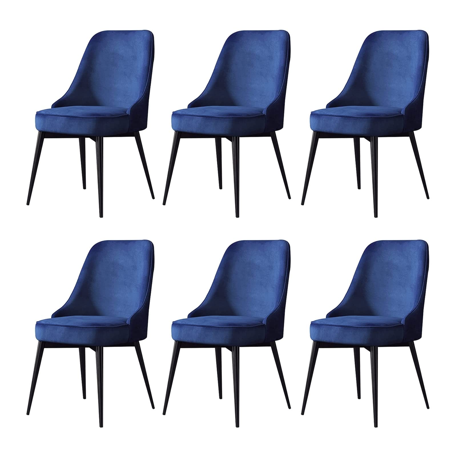 SJIALEN Velvet Dining Chairs Set of 6, for Office Living Room Bedroom Makeup Chair with Black Legs Kitchen Lounge Chairs Kitchen Chair (Color : Blue, Size : Black feet)